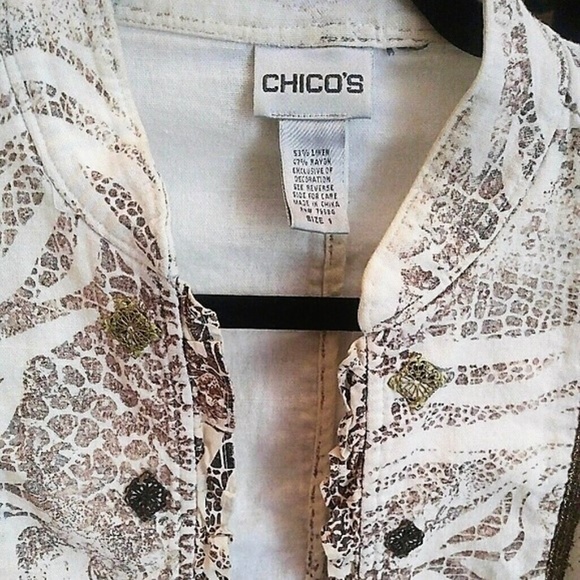 Chico's Linen Blend Jacket M - Picture 3 of 4